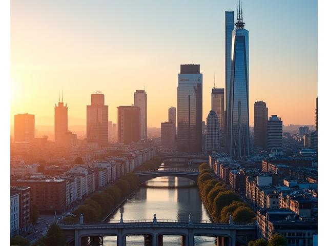 Moderne Frankfurter Skyline bei Sonnenuntergang, symbolisiert Innovation und Tradition im EdTech-Bereich.