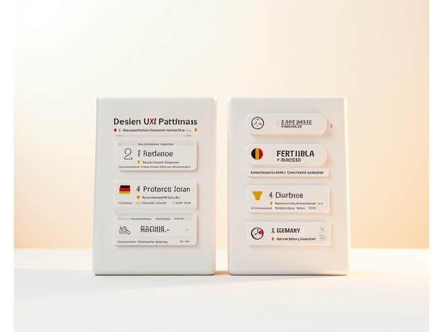 Ein stilisiertes Diagramm, das kulturspezifische UX-Muster in Deutschland versus internationalen Ansätzen vergleicht, mit Piktogrammen für Datenprivatsphäre, Direktheit der Kommunikation und Informationshierarchie. Deutsche Flaggen-Farben sind subtil integriert.