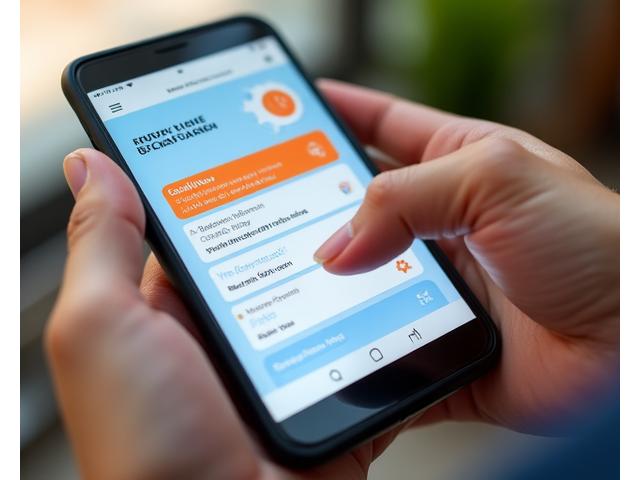 Illustration einer mobilen Lern-App auf einem Smartphone, die eine flüssige, fingerfreundliche Benutzeroberfläche mit interaktiven Elementen zeigt. Der Fokus liegt auf einfacher Navigation und klaren Inhaltspräsentation für unterwegs.